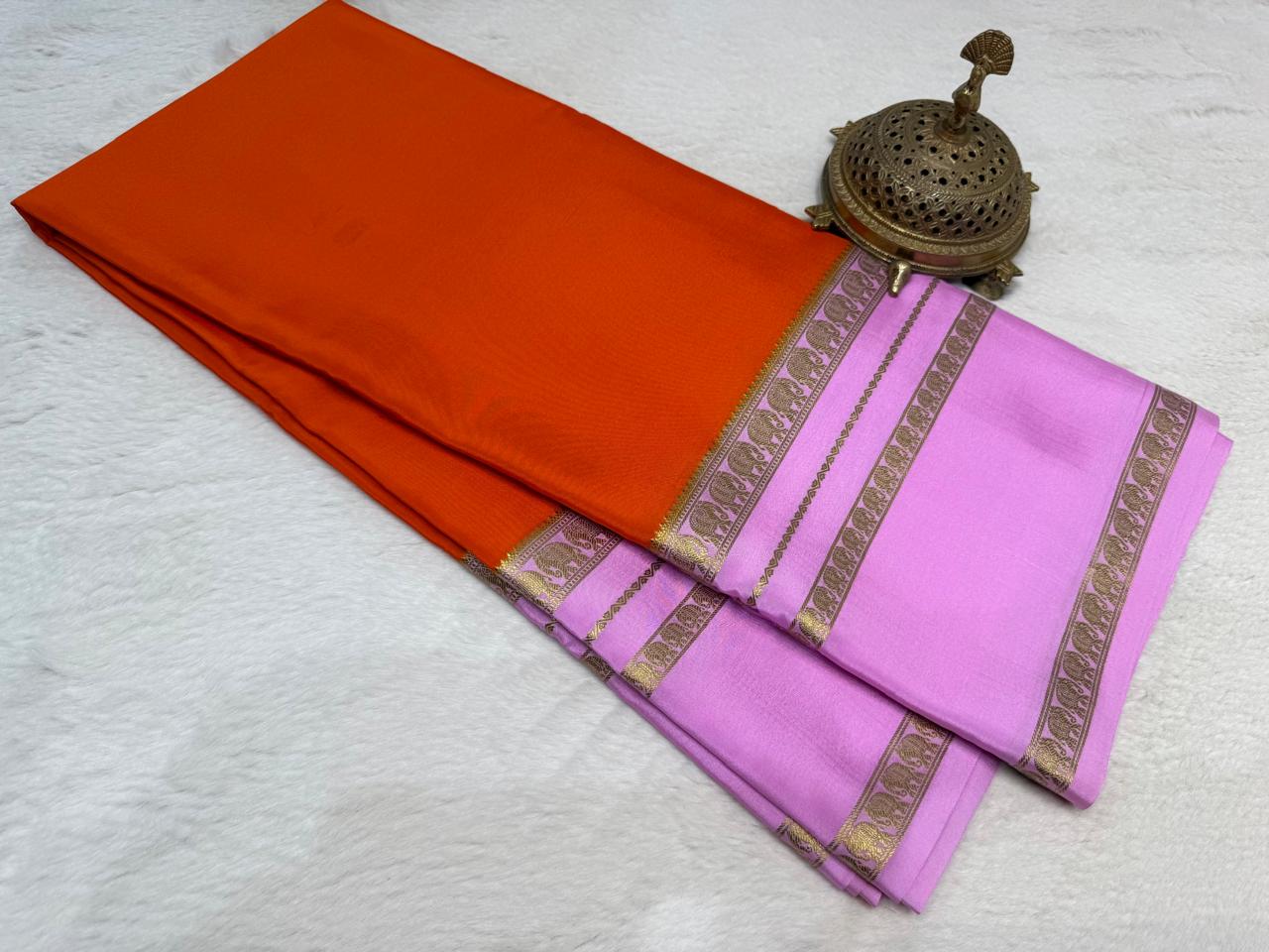 Soft Silk Saree with Traditional Gaj (Elephant) Motif Zari Border