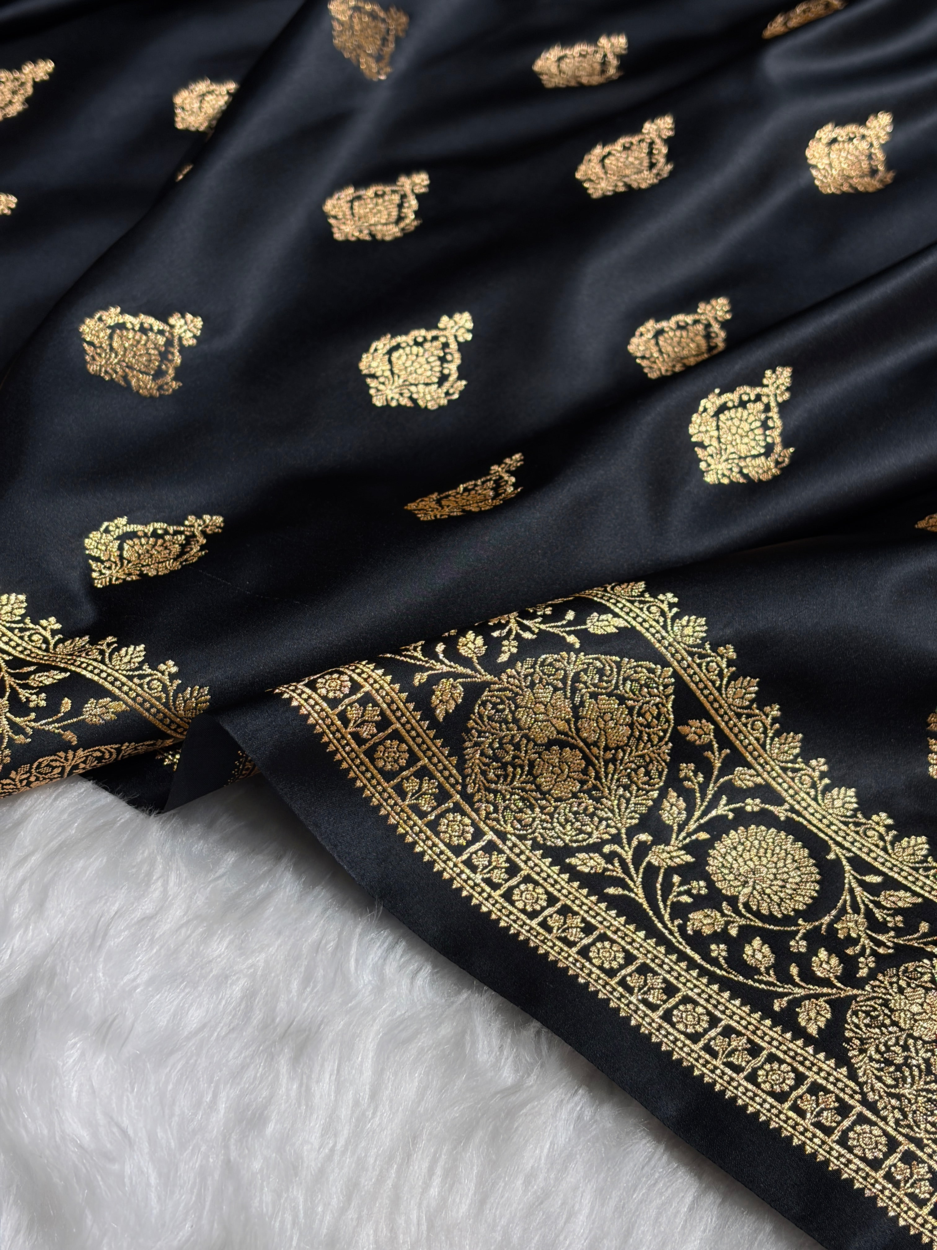 Mysorepattu Premium Satin Katan Silk Saree for Women | Jacquard Loom Woven Designer Saree