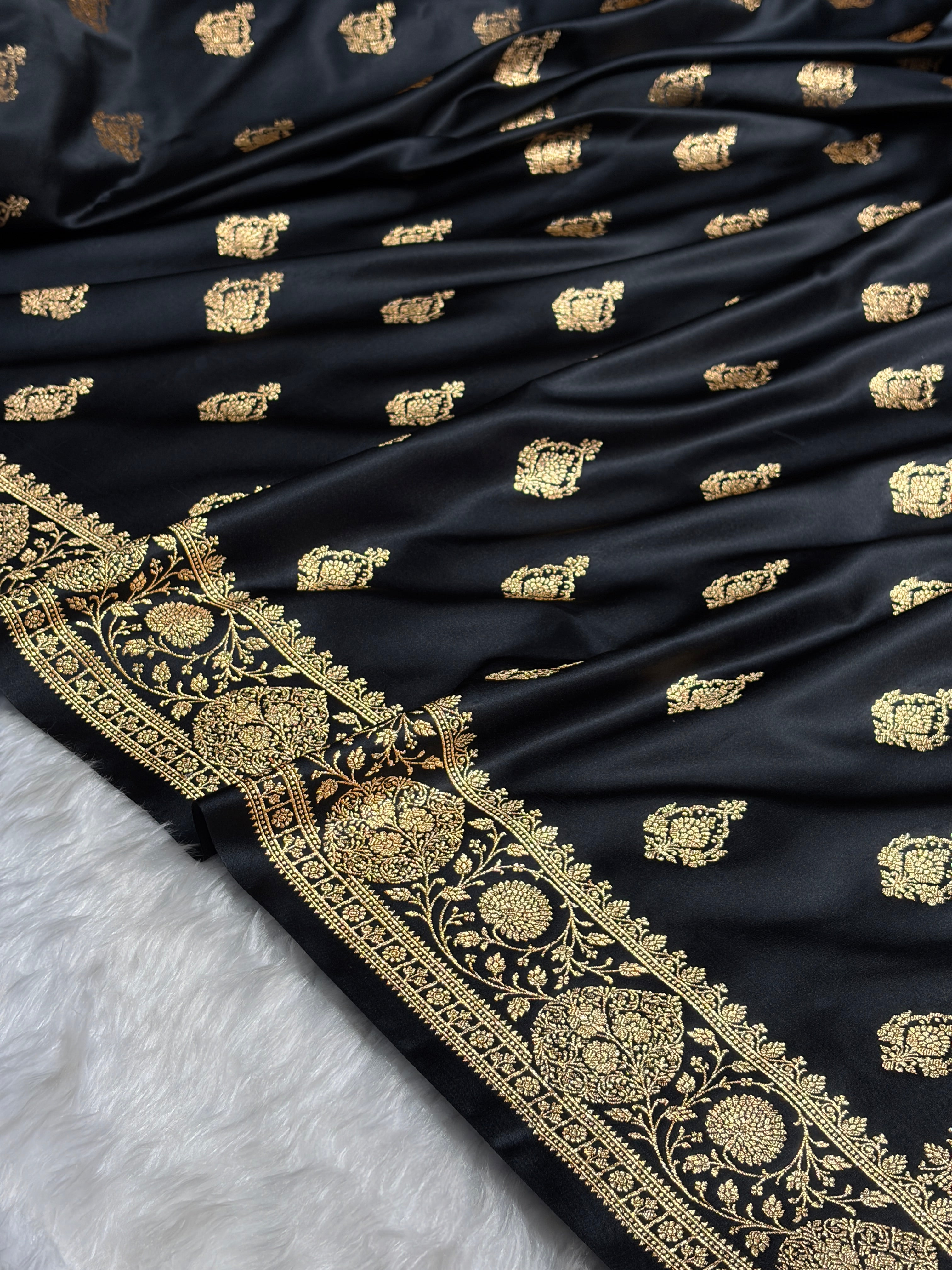 Mysorepattu Premium Satin Katan Silk Saree for Women | Jacquard Loom Woven Designer Saree