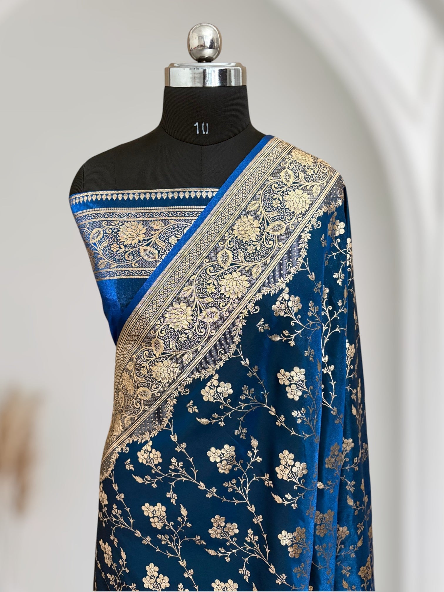 Fire Gold Banarasi Satin Silk Saree with Booti Work | Luxury Wedding & Festive Wear Saree for Women