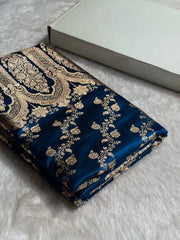 Banarasi Cross Jaal Satin Katan Silk Saree | Jacquard Woven Traditional Banarasi Saree