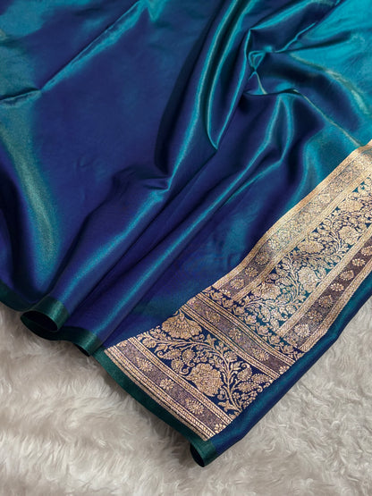 Jaal Pattern Banarasi Satin Silk Saree | Satin Katan Silk Saree by Mysorepattu