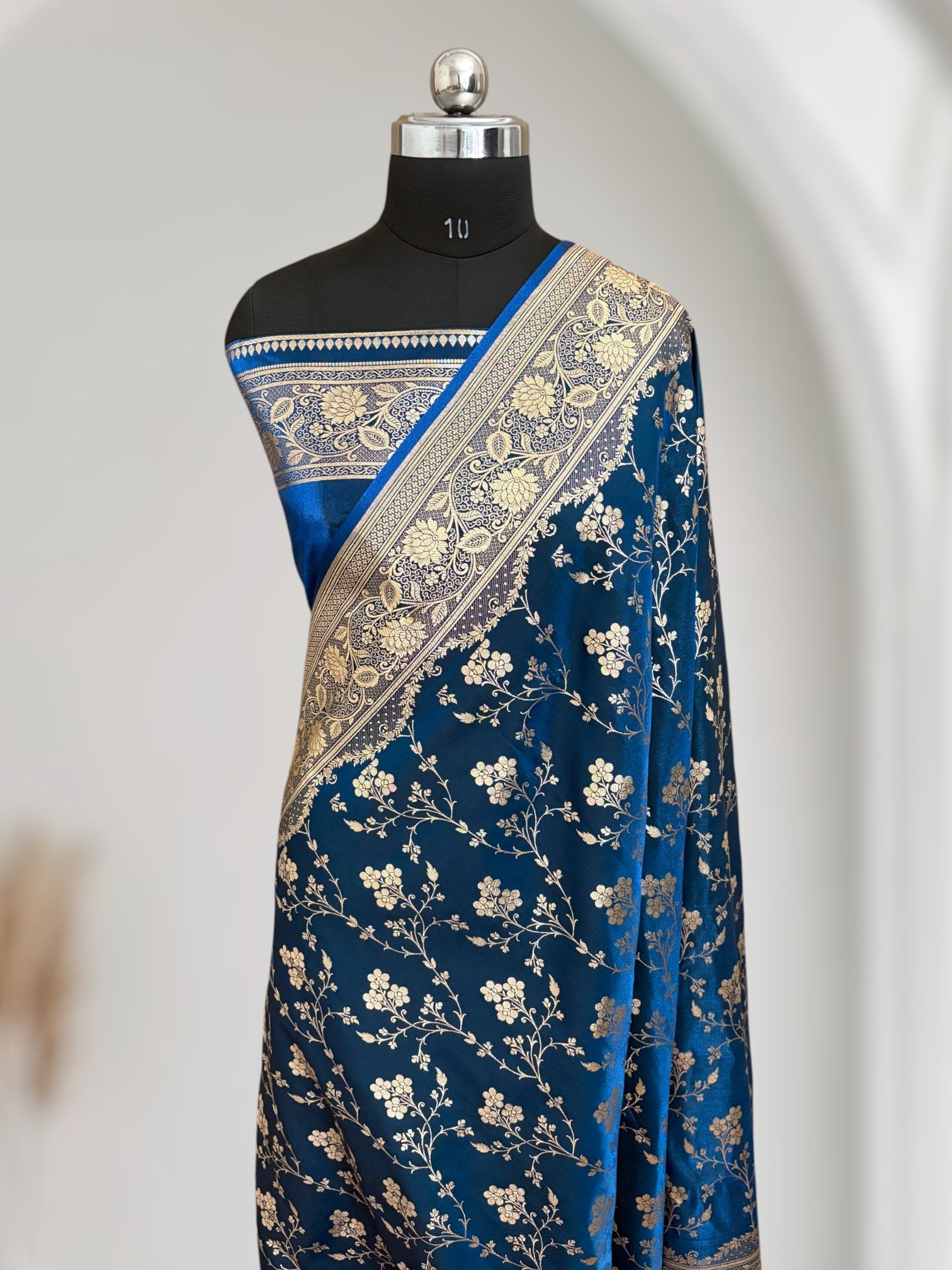Fire Gold Banarasi Satin Silk Saree with Booti Work | Luxury Wedding & Festive Wear Saree for Women