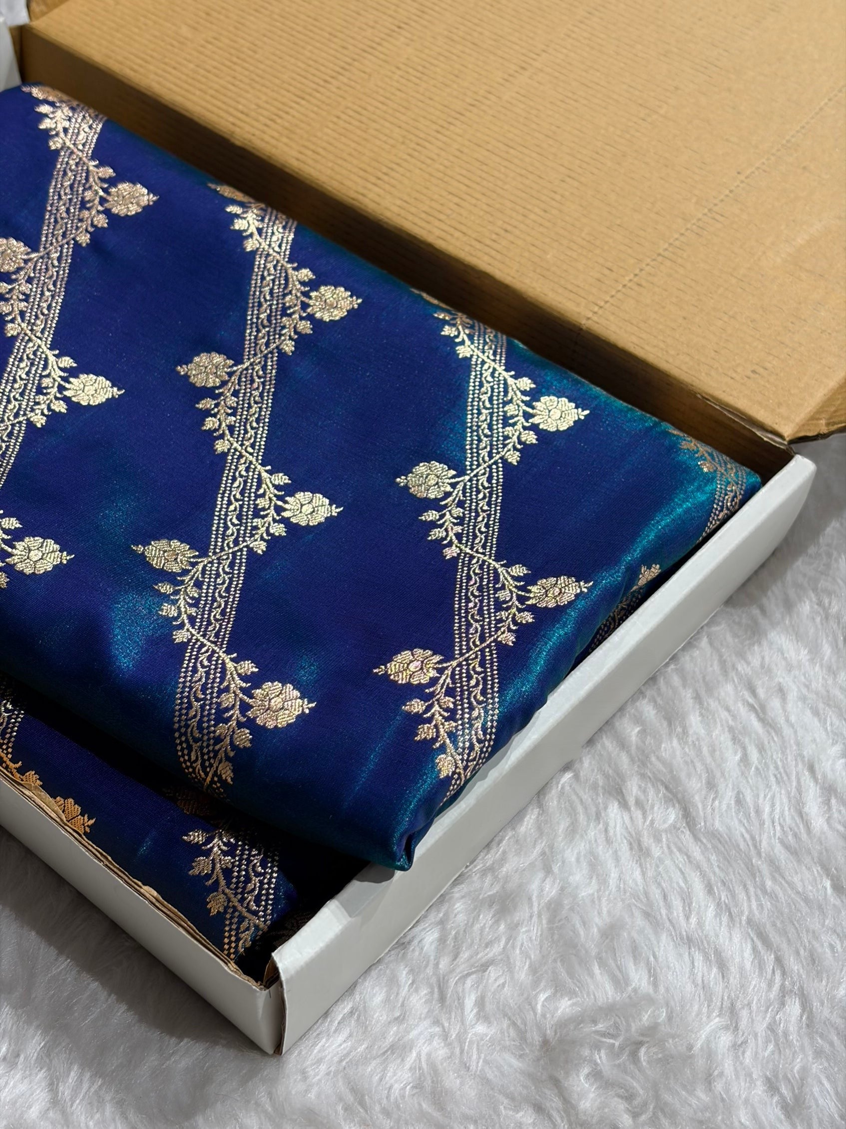Cross Pattern Banarasi Satin Silk Saree in Maroon | Premium Jacquard Weave