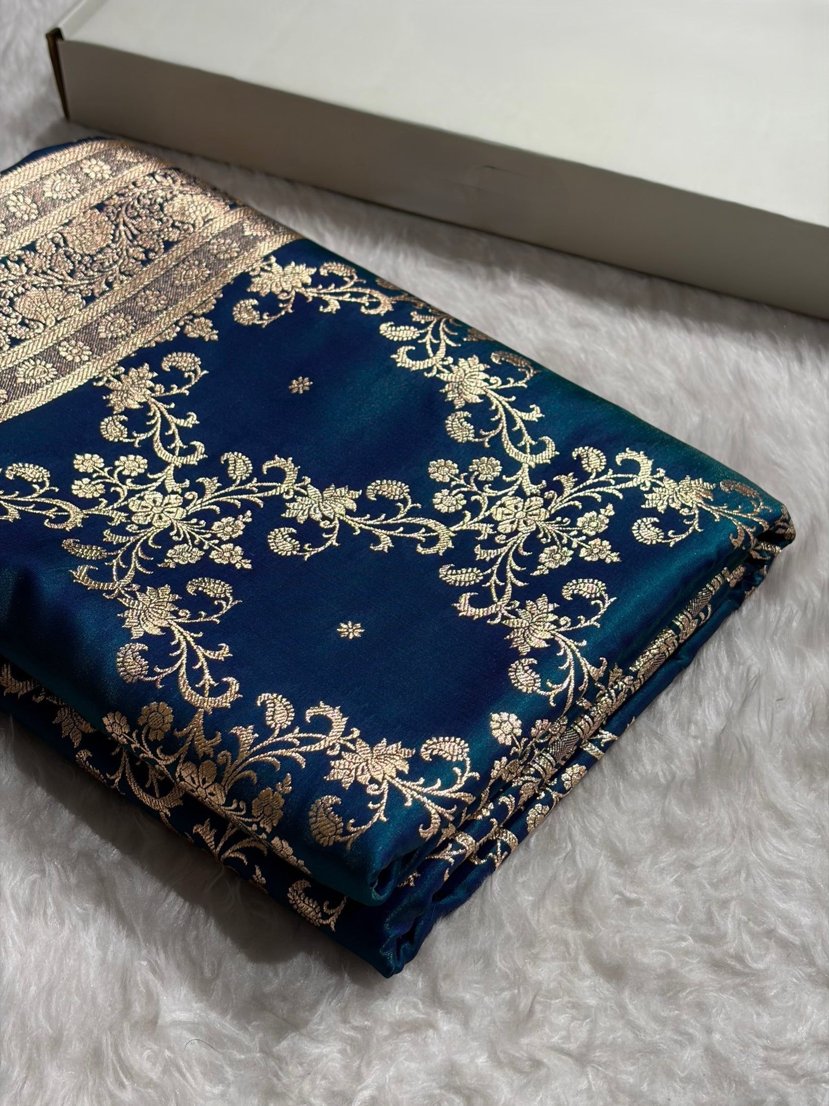 Jaal Pattern Banarasi Satin Silk Saree | Satin Katan Silk Saree by Mysorepattu
