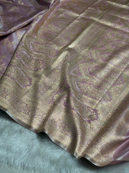 Banarasi Cross Jaal Satin Katan Silk Saree | Jacquard Woven Traditional Banarasi Saree