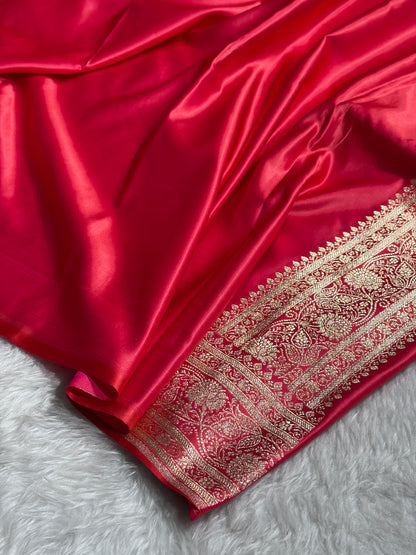 Floral Jaal Pattern Banarasi Satin Katan Silk Saree