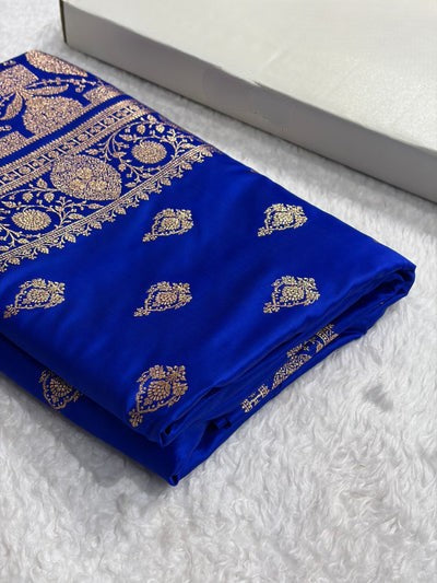 Mysorepattu Premium Satin Katan Silk Saree for Women | Jacquard Loom Woven Designer Saree