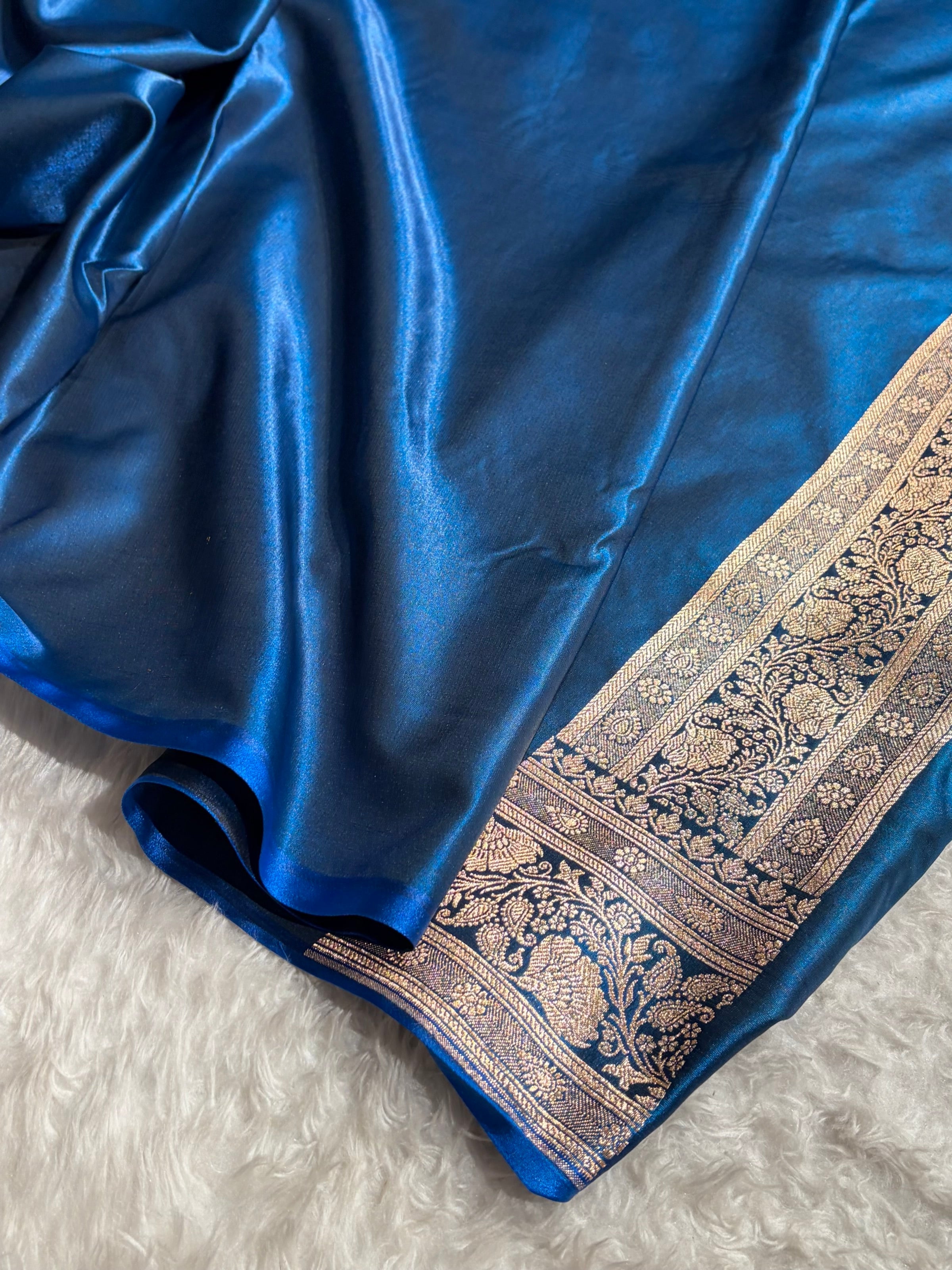 Jaal Pattern Banarasi Satin Silk Saree | Satin Katan Silk Saree by Mysorepattu