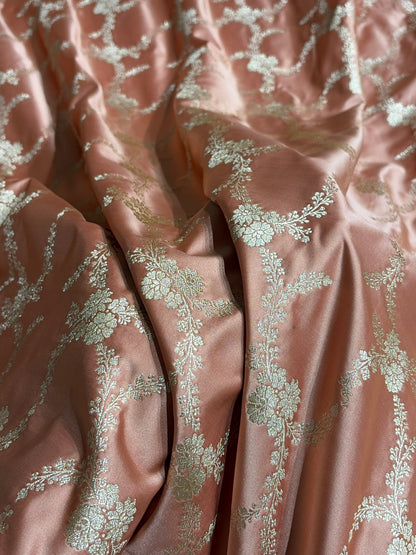 Banarasi Mashru Silk Saree with Floral Scalloped Border & Rupa Sona Motifs
