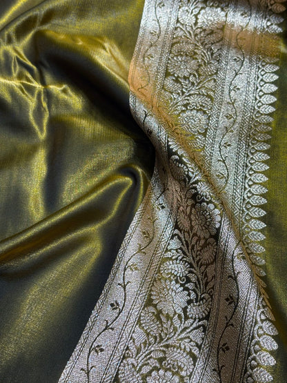 Banarasi Cross Jaal Satin Katan Silk Saree | Jacquard Woven Traditional Banarasi Saree