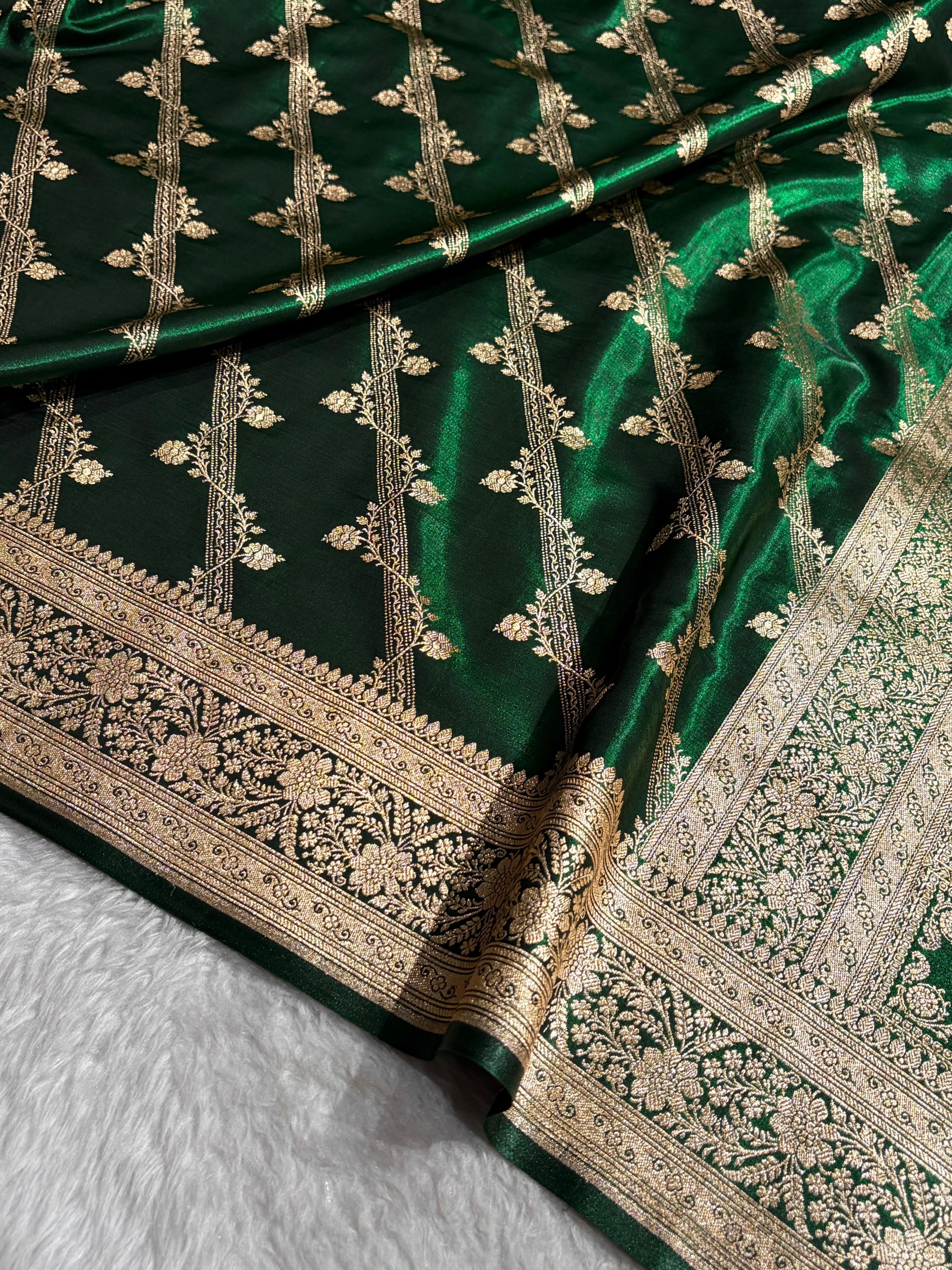 Cross Pattern Banarasi Satin Silk Saree in Maroon | Premium Jacquard Weave