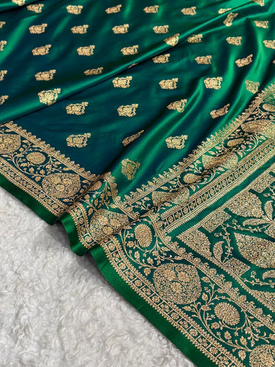 Mysorepattu Premium Satin Katan Silk Saree for Women | Jacquard Loom Woven Designer Saree