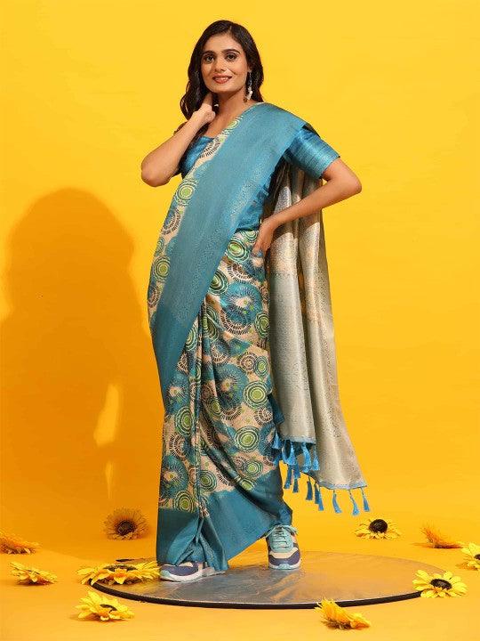 Royal Glow: Pure Kubera Pattu Digital Saree