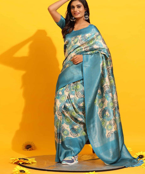 PAVITRA PURE KUBERA PATTU PATTERN SAREE DIGITAL PRINT