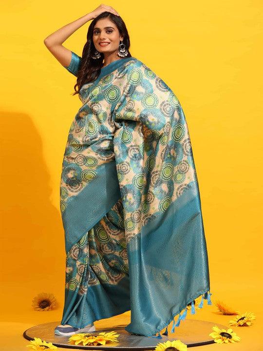 Royal Glow: Pure Kubera Pattu Digital Saree