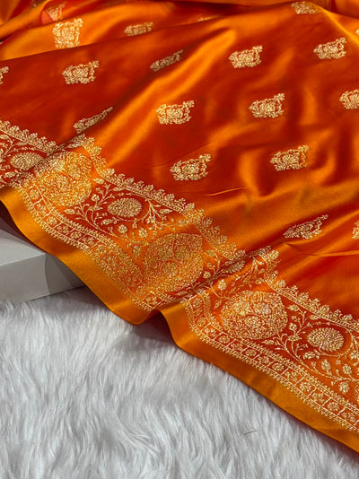 Mysorepattu Premium Satin Katan Silk Saree for Women | Jacquard Loom Woven Designer Saree