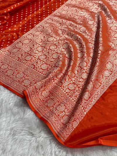 Crepe Silky Katan Banarasi Saree | Premium Jacquard Silk Saree | Mysorepattu