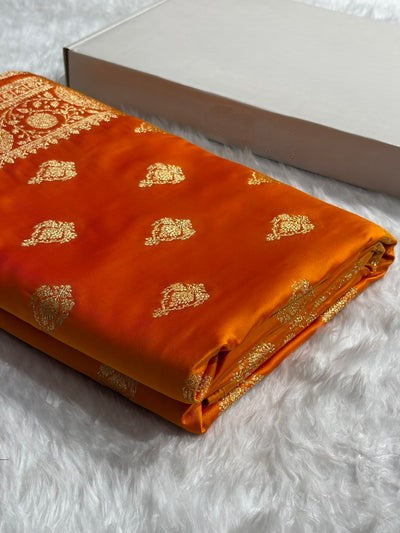 Mysorepattu Premium Satin Katan Silk Saree for Women | Jacquard Loom Woven Designer Saree