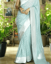PURE CREPE SILK ZARI BUTTIES RICH PALLU WITH BLOUSE