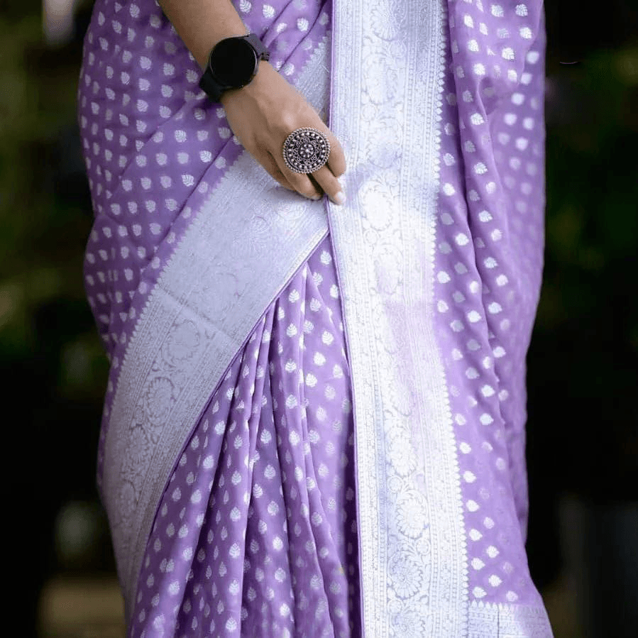 PURE CREPE SILK ZARI BUTTIES RICH PALLU WITH BLOUSE