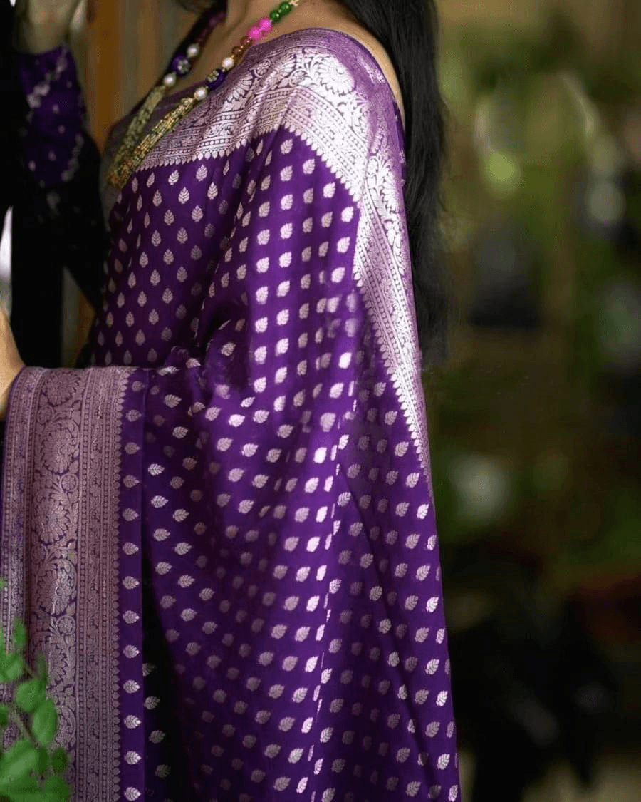 PURE CREPE SILK ZARI BUTTIES RICH PALLU WITH BLOUSE