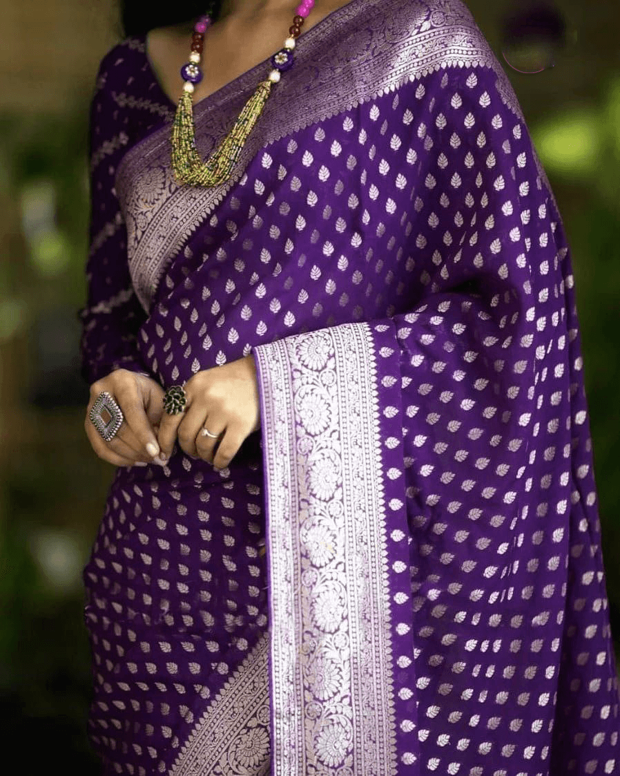 PURE CREPE SILK ZARI BUTTIES RICH PALLU WITH BLOUSE