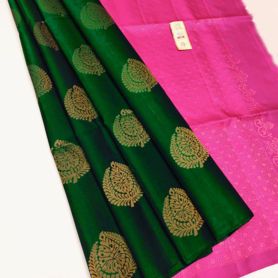 VISCOSE SILKS IN CONTRAST PALLU WITH BUTIS