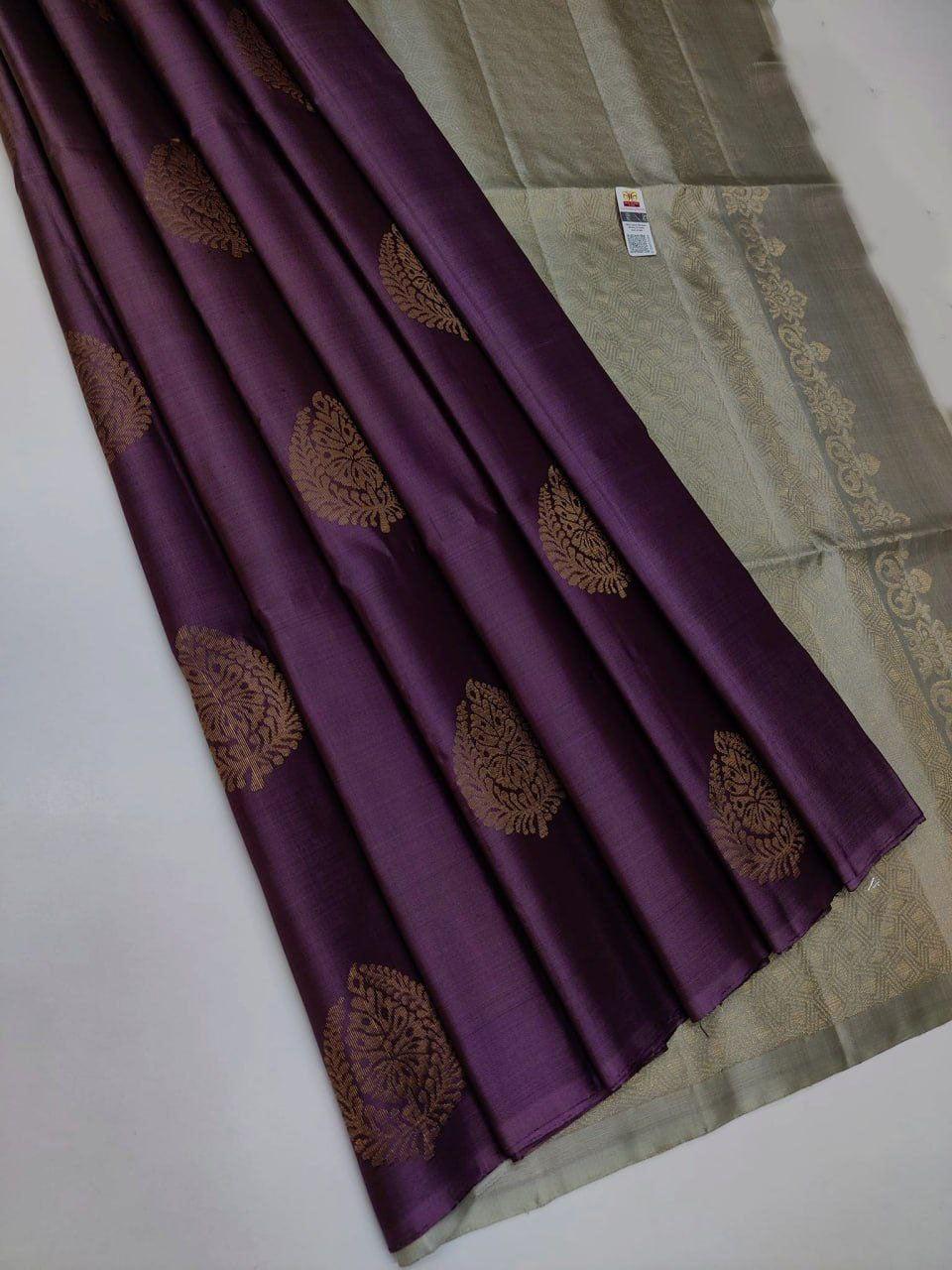 VISCOSE SILKS IN CONTRAST PALLU WITH BUTIS