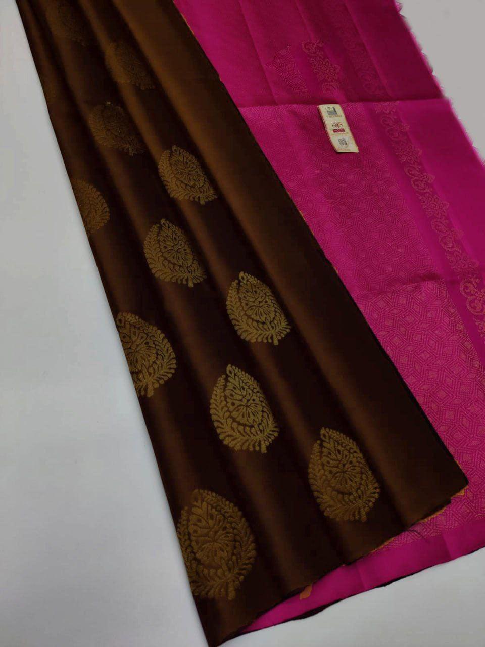 VISCOSE SILKS IN CONTRAST PALLU WITH BUTIS