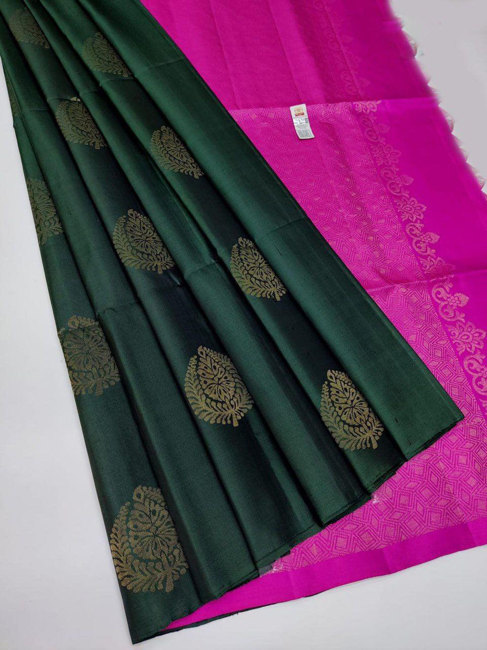 VISCOSE SILKS IN CONTRAST PALLU WITH BUTIS