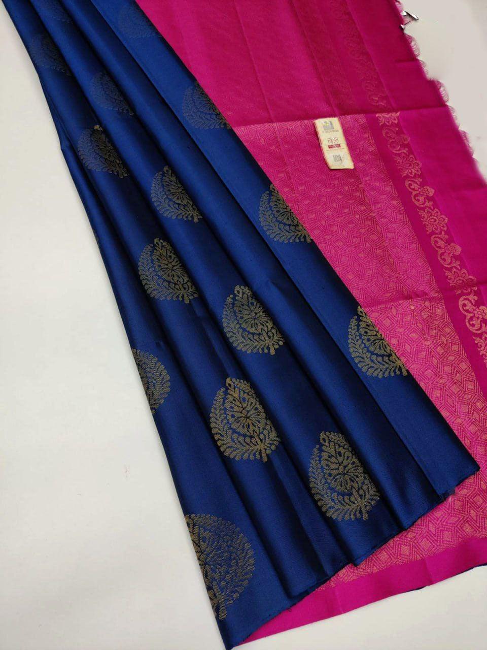 VISCOSE SILKS IN CONTRAST PALLU WITH BUTIS