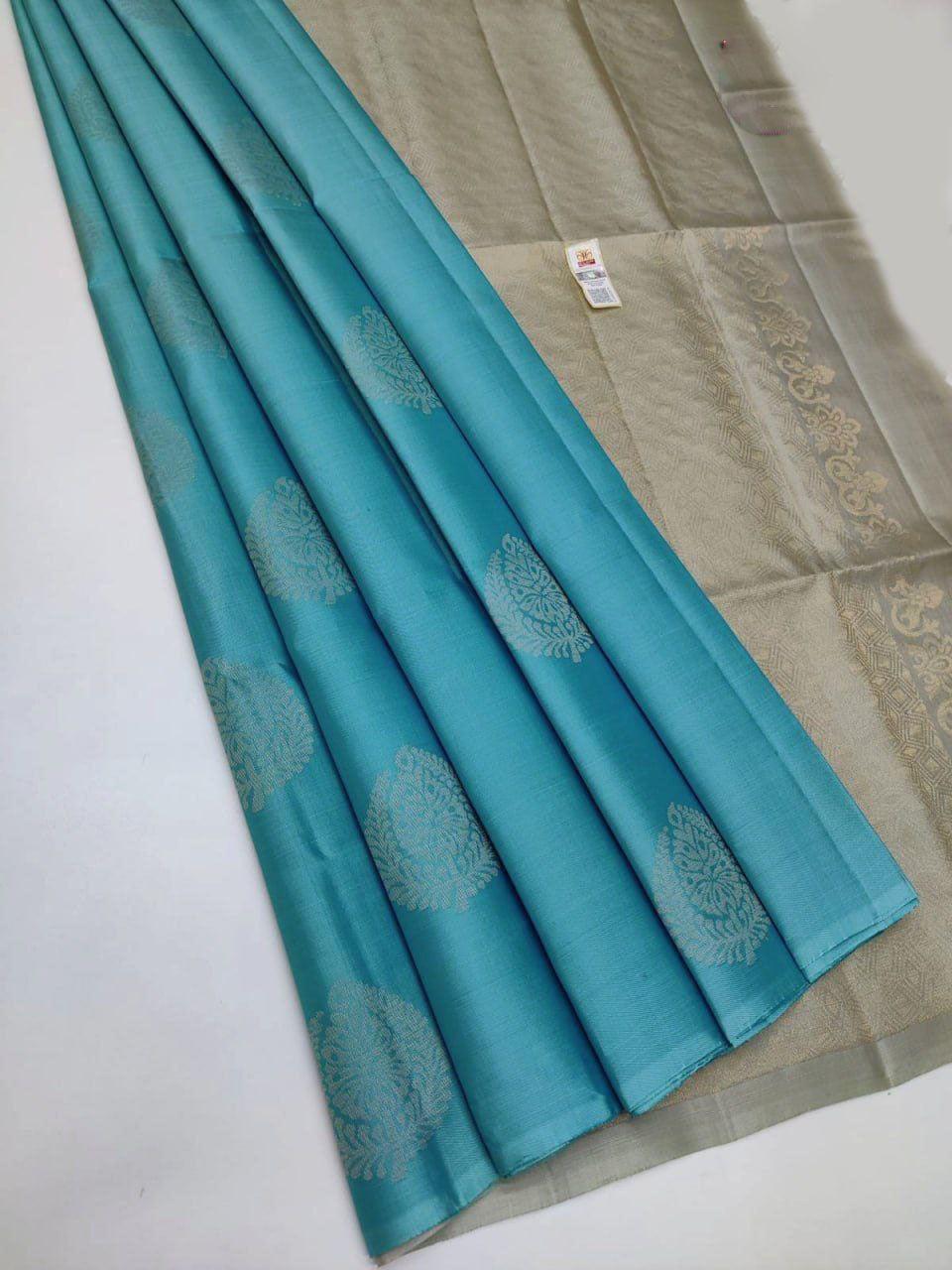VISCOSE SILKS IN CONTRAST PALLU WITH BUTIS