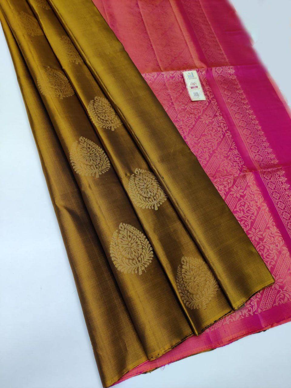 VISCOSE SILKS IN CONTRAST PALLU WITH BUTIS