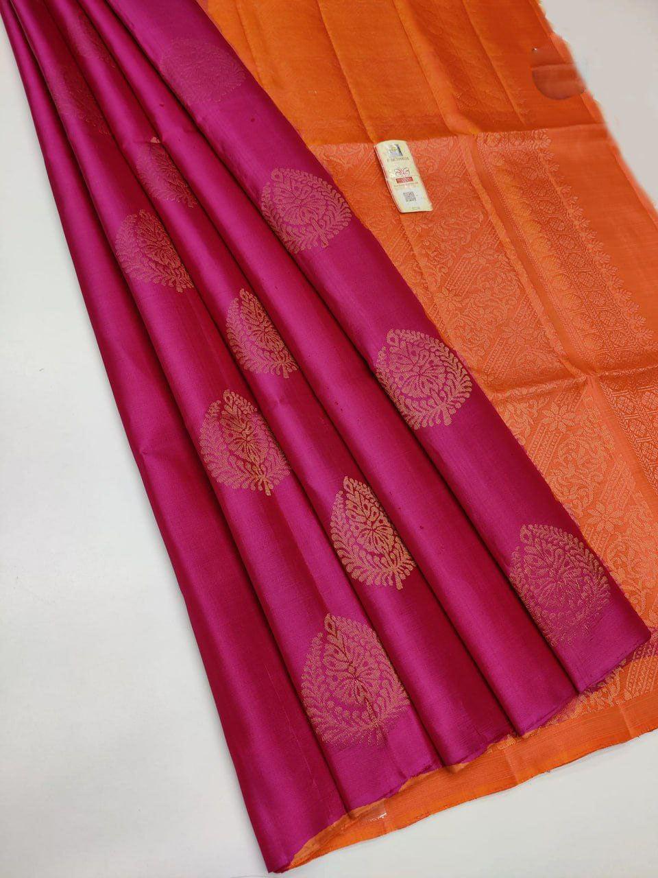 VISCOSE SILKS IN CONTRAST PALLU WITH BUTIS