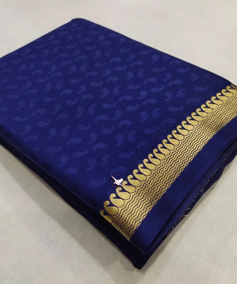 Mysore crepe soft silks with line pallu