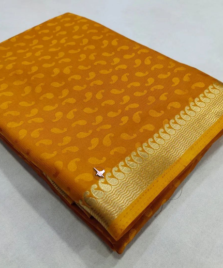 Mysore crepe soft silks with line pallu