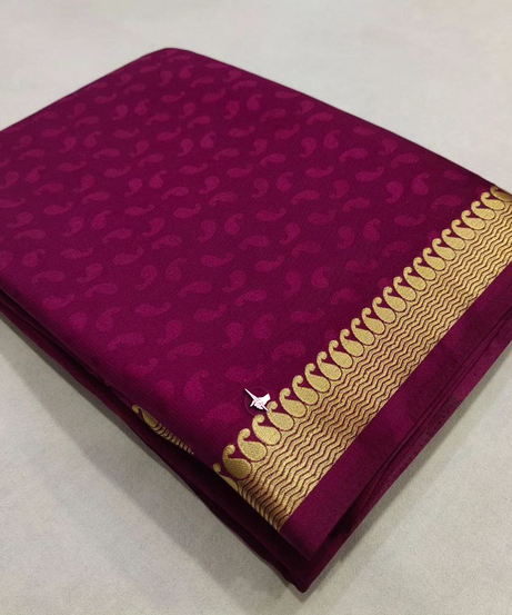 Mysore crepe soft silks with line pallu