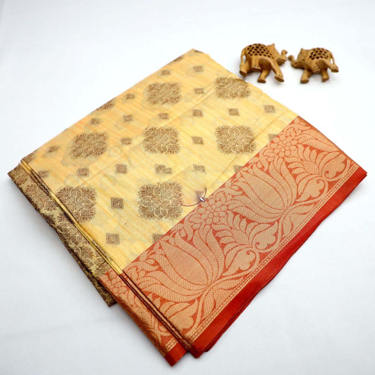 Bridal  wear zari border & thread work silk sarees