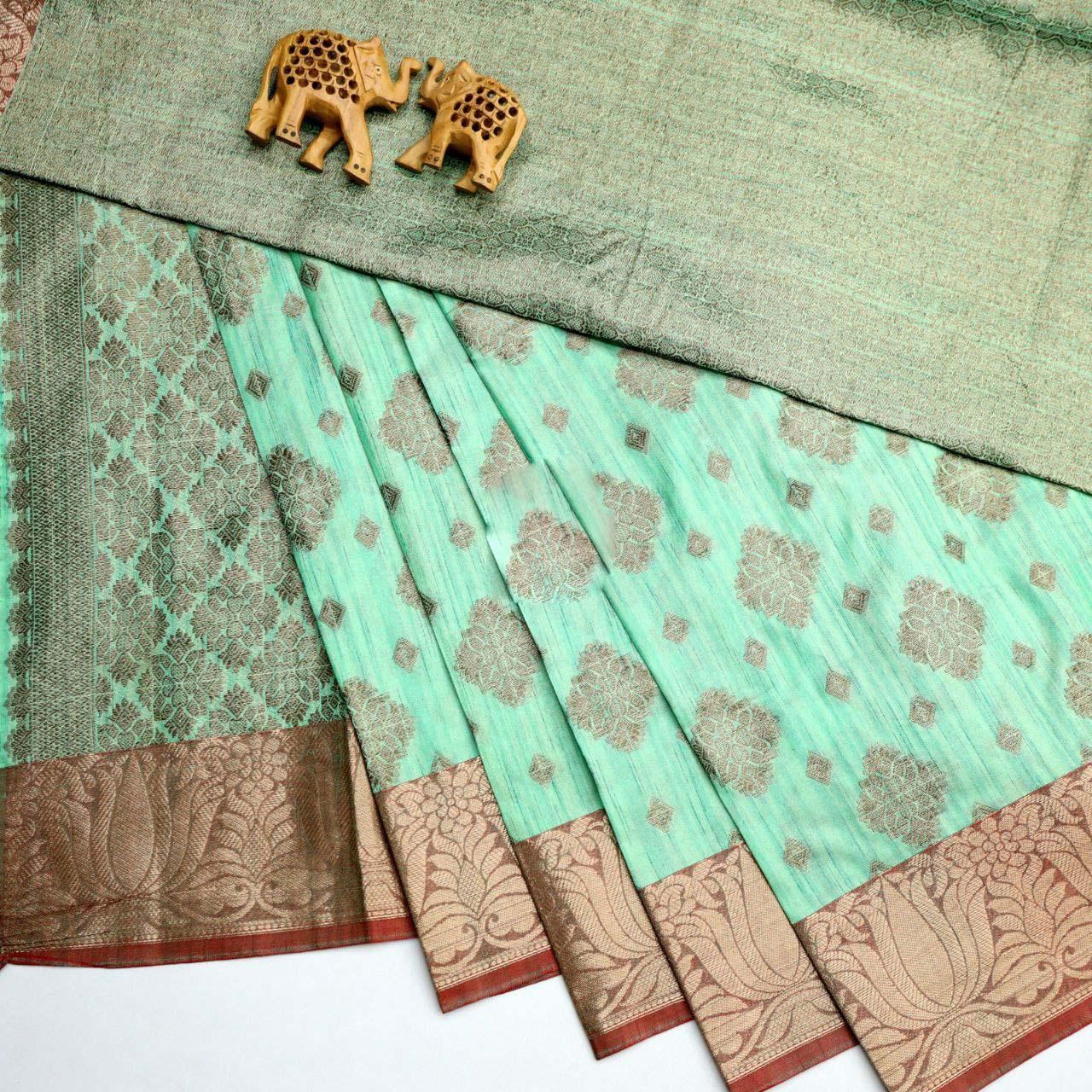 Bridal  wear zari border & thread work silk sarees