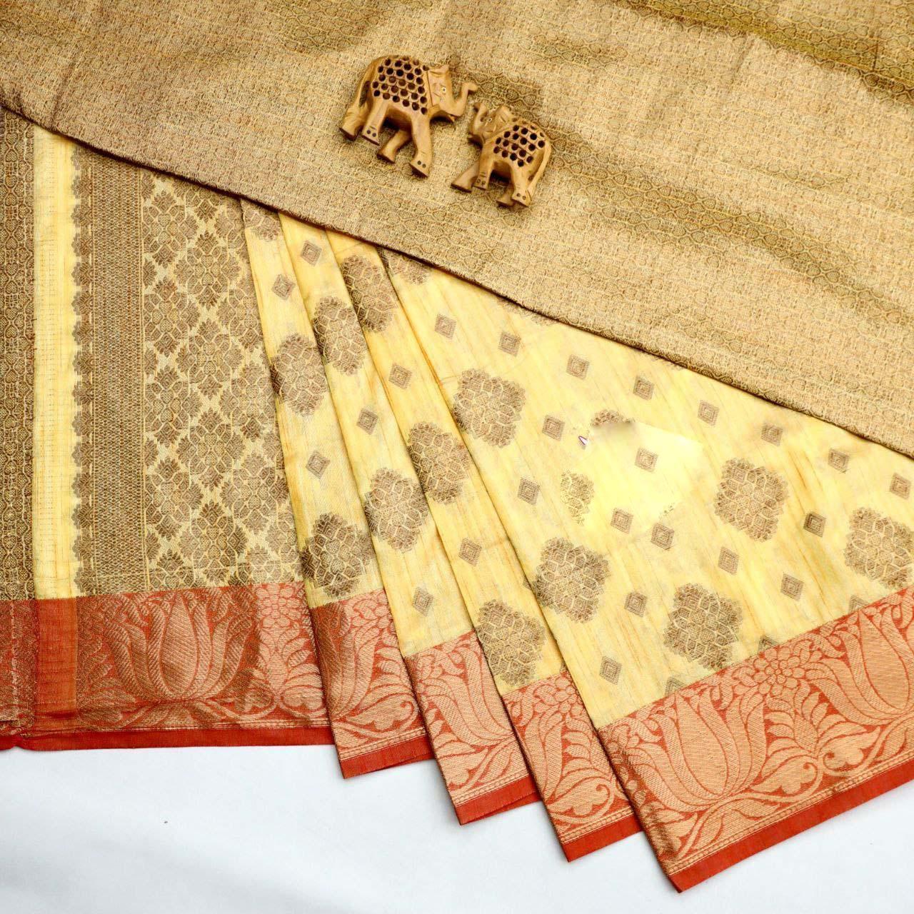 Bridal  wear zari border & thread work silk sarees