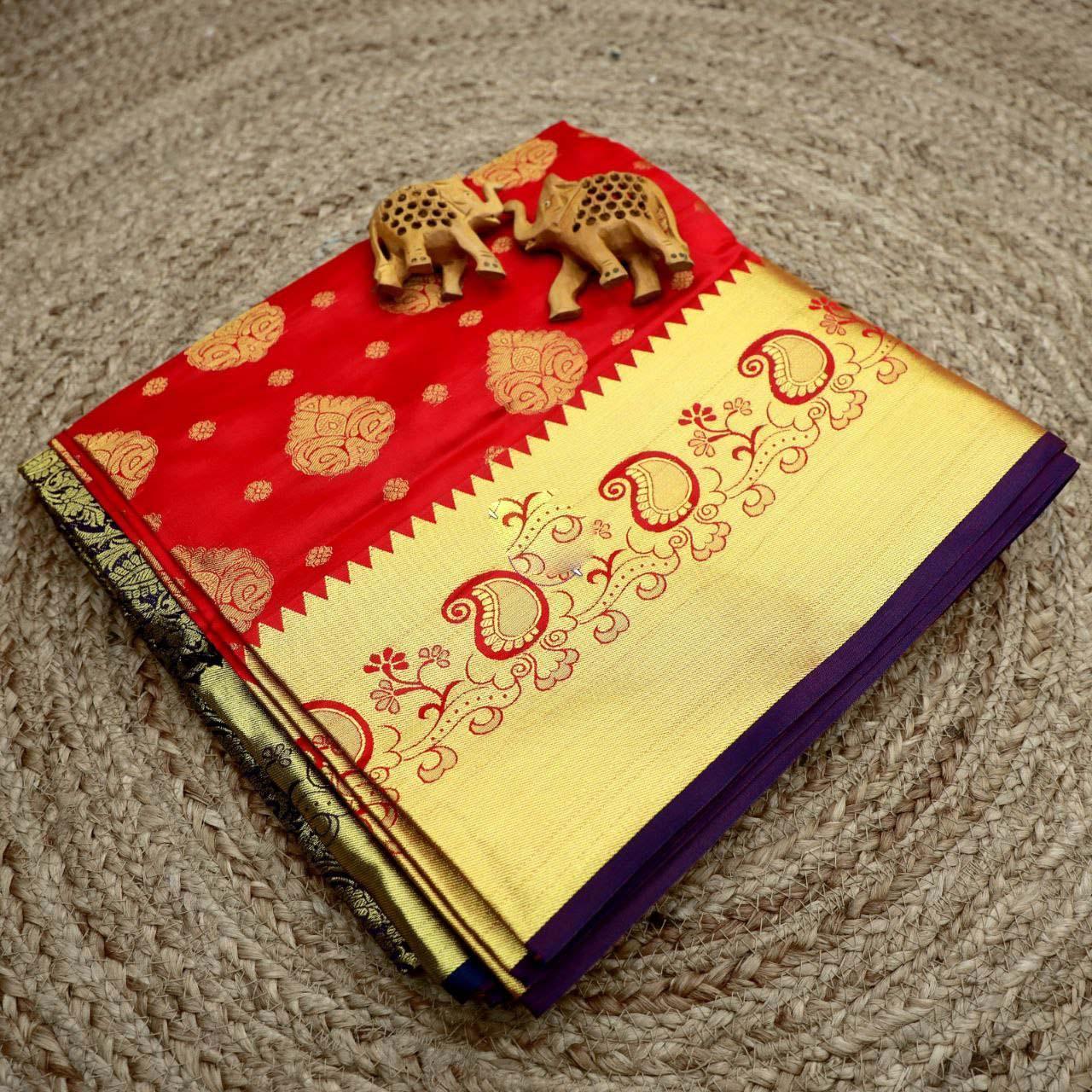 Bridal wear zari border  work silk sarees