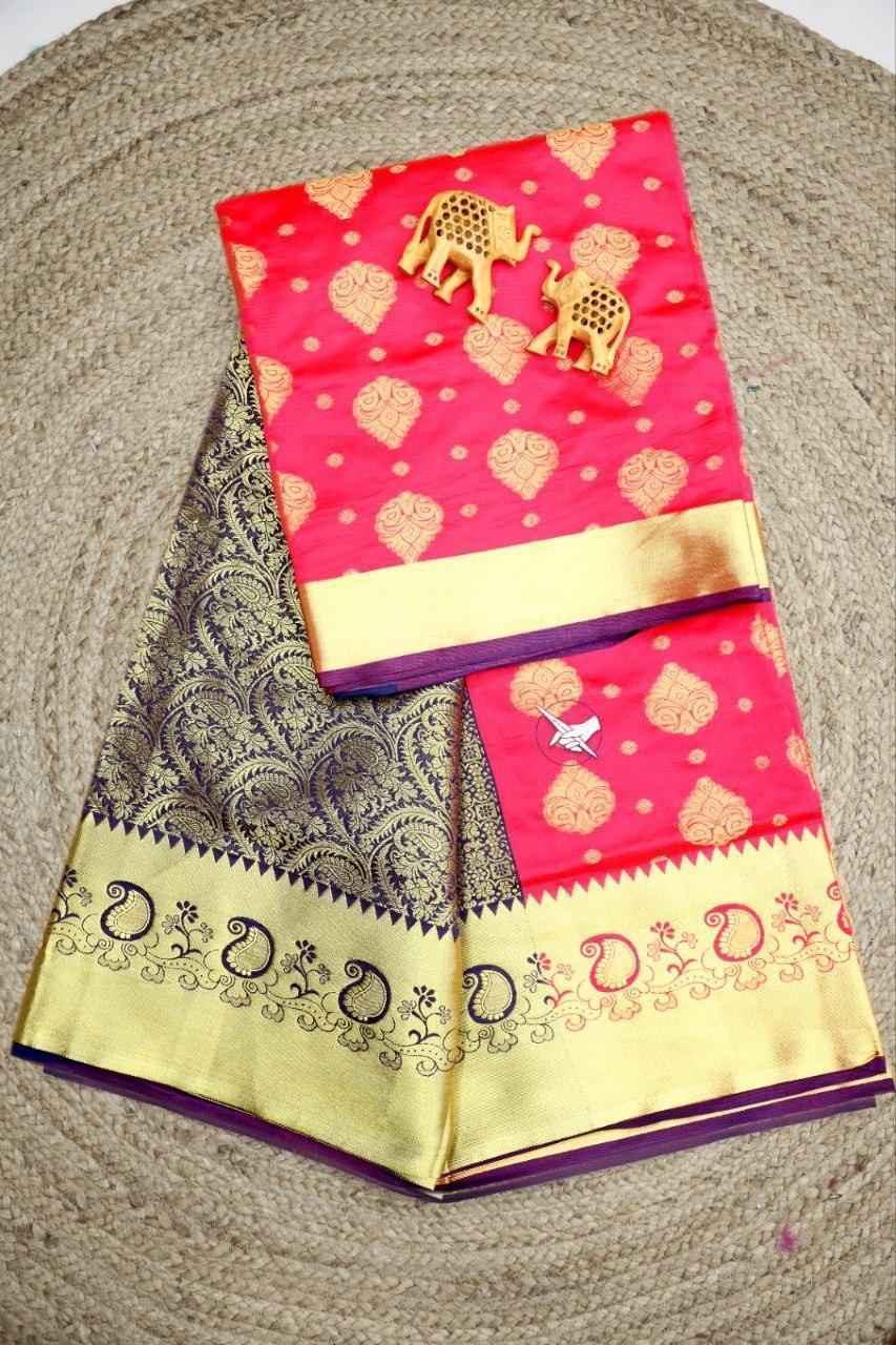 Bridal wear zari border  work silk sarees