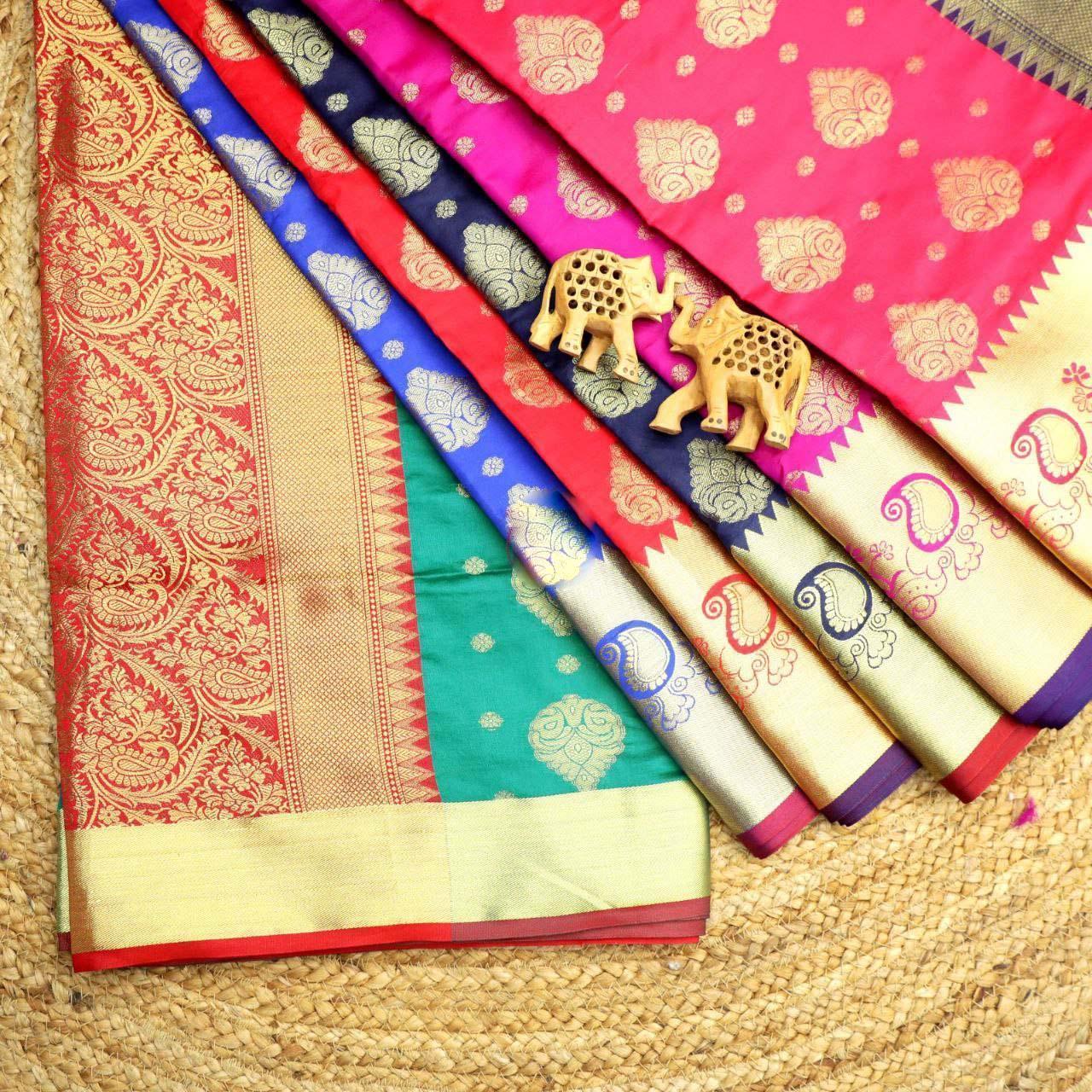 Bridal wear zari border  work silk sarees
