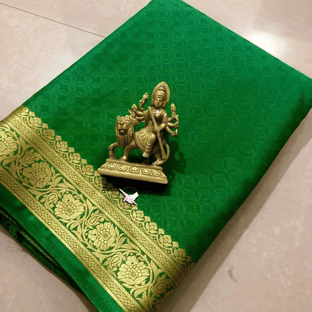 Gilded Grace: Mysore Crepe with Woven Lines