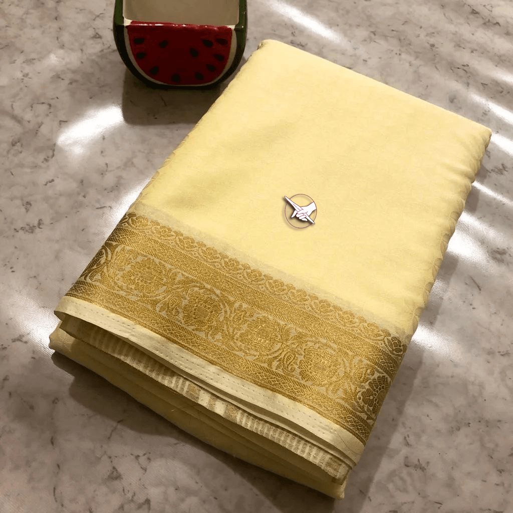 Heritage Drape: Mysore Crepe with Elegant Lines