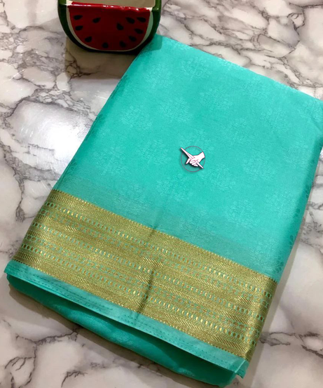 Mysore crepe soft silks with line pallu