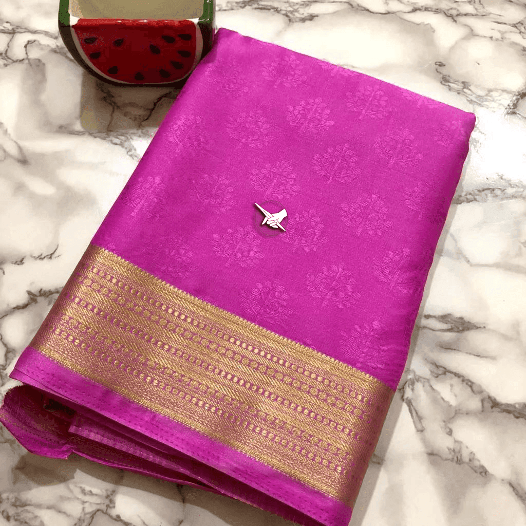Glistening Grace: Mysore Crepe Soft Silk Saree