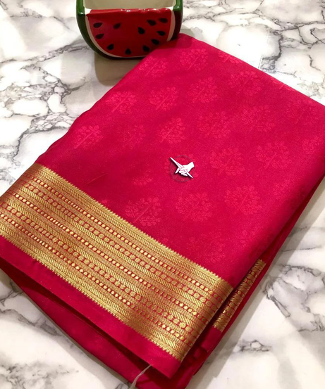 Mysore crepe soft silks with line pallu