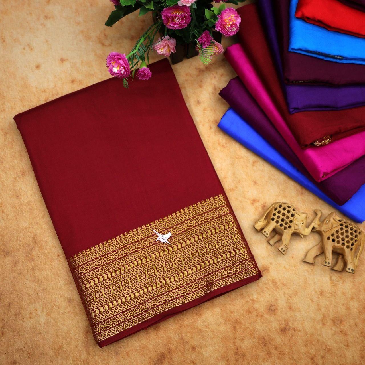 Traditional Mysore silk sarees in beautiful zari border